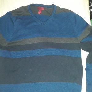 Alfani Sweaters - ALFANI CREW NECK L BLUE AND BLACK STRIPED SWEATER Alfani Sweaters - ALFANI CREW NECK L BLUE AND BLACK STRIPED SWEATER